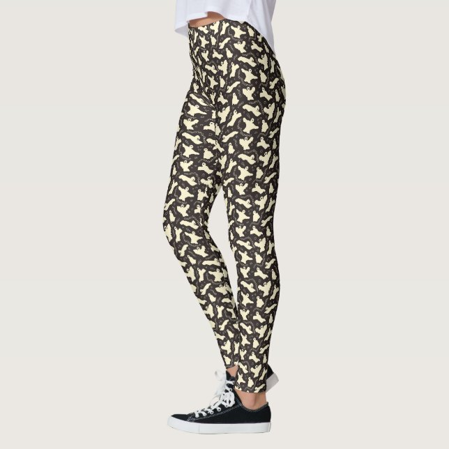 Leggings Fantômes crémeux - motif d'Halloween. (Gauche)