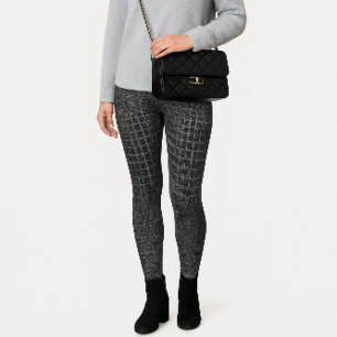 Leggings Faux crocodile texturé gris   