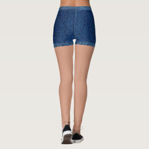 Leggings Faux denim bleu court