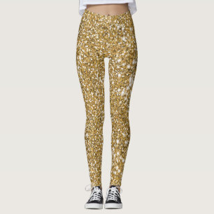 Leggings Faux Golden Yellow Parties scintillant Texture Loo