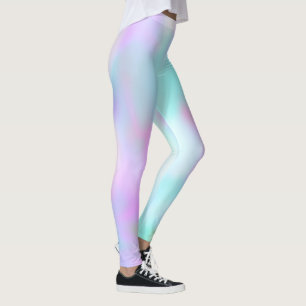Leggings Faux holographique abstrait pastel Bonbon rose