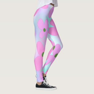 Leggings Faux holographique abstrait pastel floral bonbon r