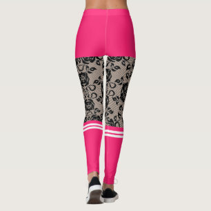 Leggings Faux Lace Fishnet Rose Chaussettes courtes Jambes