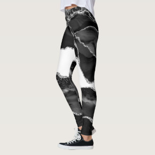 Leggings Faux Marbré Agate noir blanc pierre moderne à la m