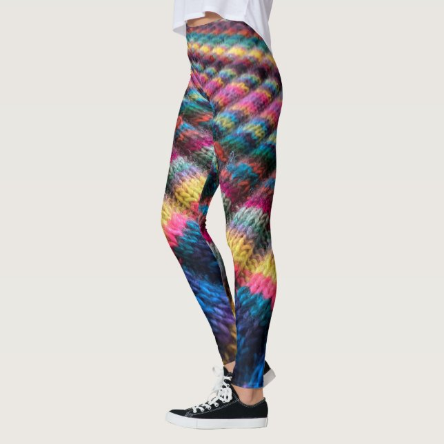Leggings Faux Sweater Leggings-bandes diagonales multicolor (Gauche)