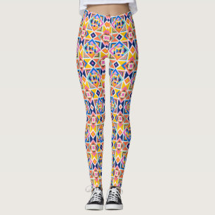 Leggings featuring a vibrant geometric pattern