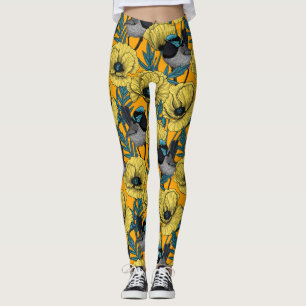 Leggings Fée et pavots en jaune