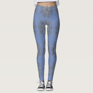 Leggings féminin bleu gris Mandala