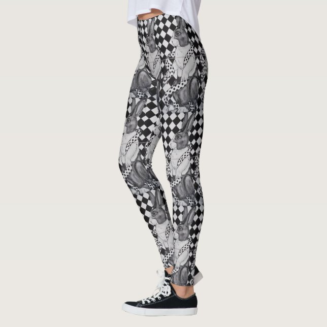 Leggings féminins noirs blancs hollandais noirs in (Gauche)