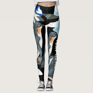 Leggings Femme de manchot élégant Black Arctic Adventure