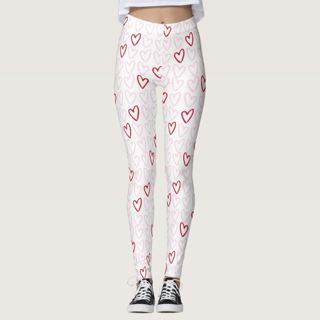 Leggings femmes aux Coeurs rose et rouge (Devant)