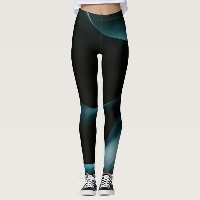 Leggings Femmes Motifs Black Wavy vertes Entraînement leggi (Devant)