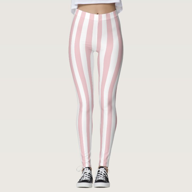 Leggings Femmes roses et guêtres blanches de rayure (Devant)