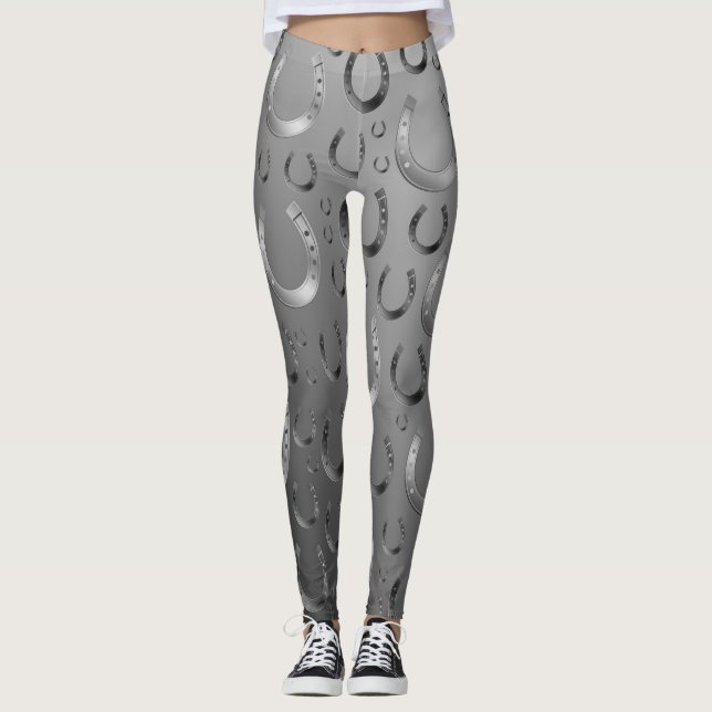 Leggings fer à cheval, argent, gris motif, chance, motif, r (Devant)