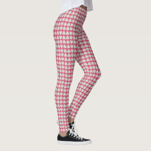 Leggings Fer Coeur Crochet Artisanat Blanc + Rose