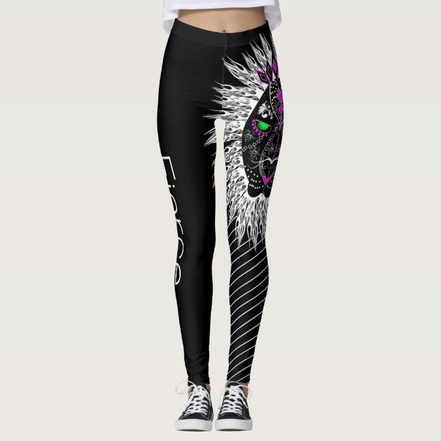 Leggings Féroce Lion les Leggins de lion d'isolement sur le (Devant)