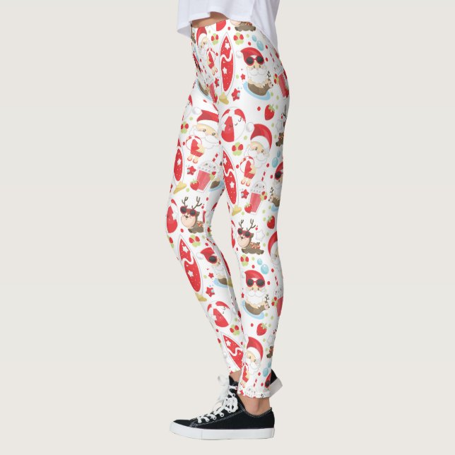 Leggings Festif Christmas Beach Père Noël motif (Gauche)