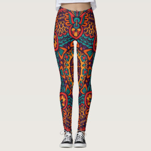 Leggings Festival tribal : Motif ethnique coloré