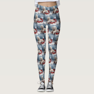 Leggings Festive de Noël du chien de caniche