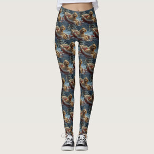 Leggings Festive de Noël du chien de caniche