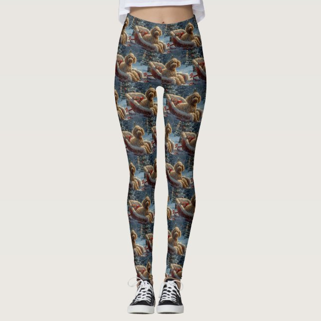 Leggings Festive de Noël du chien de caniche (Devant)