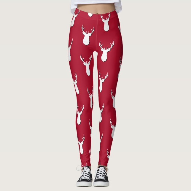 Leggings Festive Motif du trophée de cerf personnalisé (Devant)
