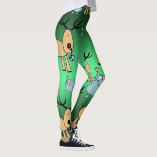 Leggings Festive Red Green Vacances Noël Animaux
