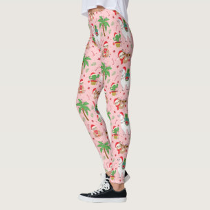Leggings Festive Sloths and Llamas Motif de vacances