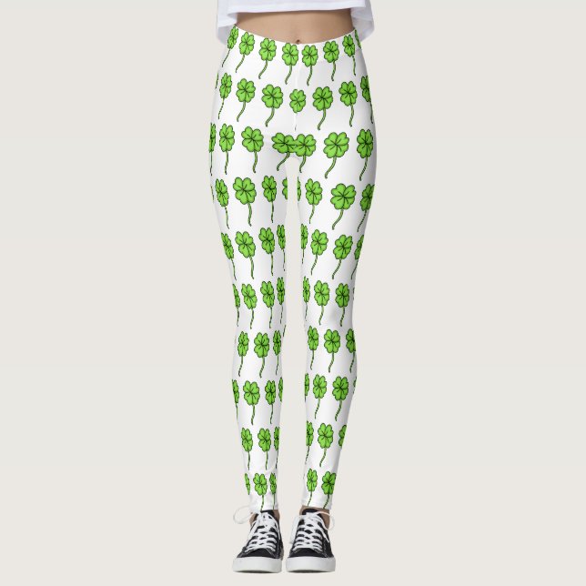 Leggings Fête de la Shamrock St Patrick de Four Leaf Clover (Devant)