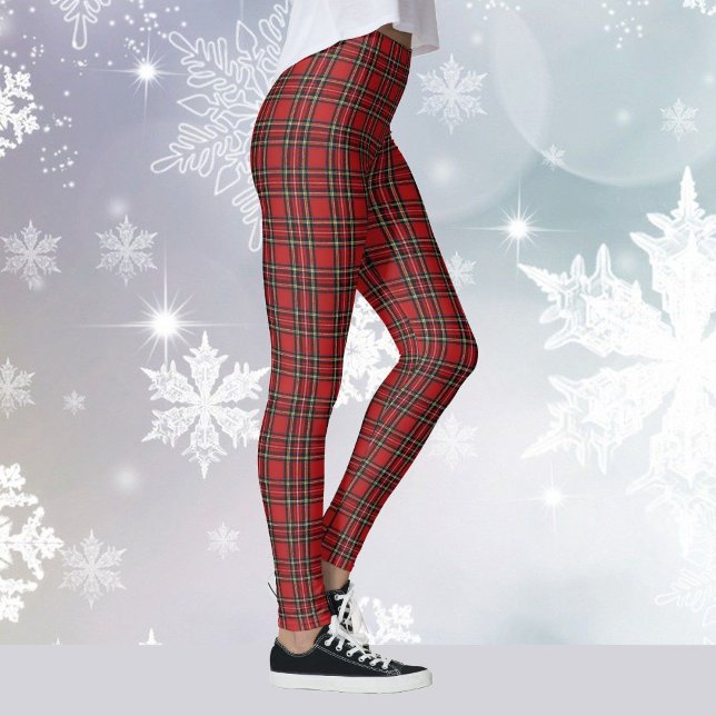 Leggings Fête de Noël de Tartan Yoga Plaid Rouge (Créateur téléchargé)
