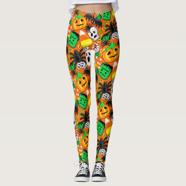 Leggings Fête des Candies Éffrayantes d'Halloween (Devant)