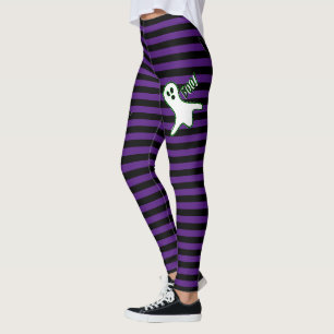 Leggings Fête d'Halloween Éffrayant Cat Cute Ghost Purple