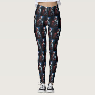 Leggings Fête du Père Noël du chat bleu russe