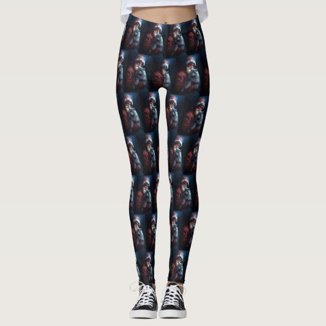 Leggings Fête du Père Noël du chat bleu russe (Devant)