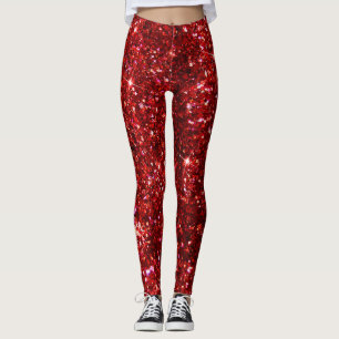 Leggings Fêtes Rouge et Noir Faux Parties scintillant Noël