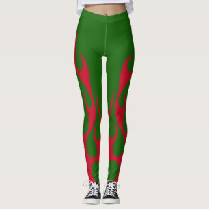 LEGGINGS FEU CHAUD ROUGE VINTAGE À FLAMME BOHO