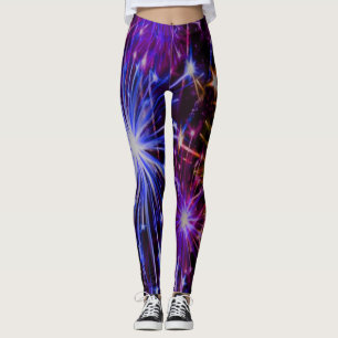 Leggings Feu d'artifice de jeu bleu et rouge et jambes clig