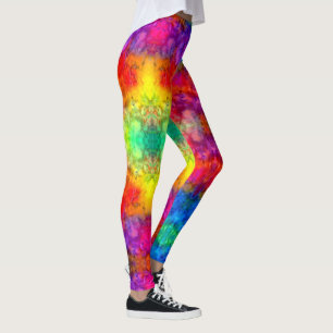 Leggings [Feu et glace] Brillant Gras Arc-en-Ciel Cravate-D