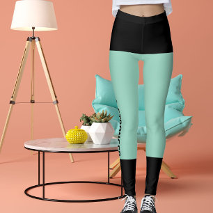 Leggings Feu noir Turquoise rayures personnalisées Cat Retr