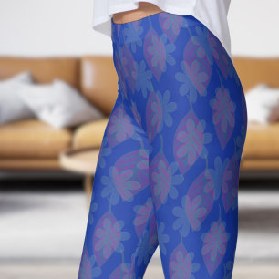 Leggings Feuille bleue classique et Motif pétale