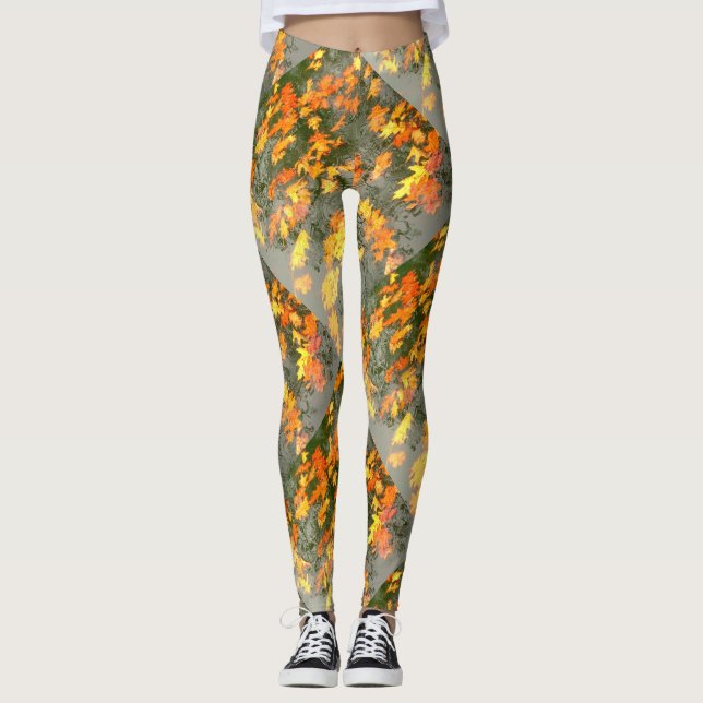 Leggings feuille d'automne humide (Devant)