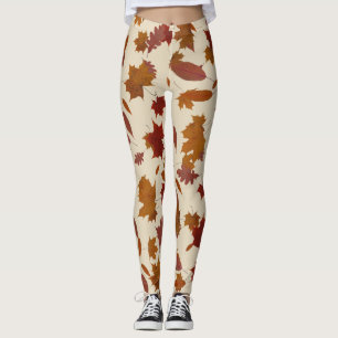 Leggings Feuille en baisse d'automne sur la crème faite sur