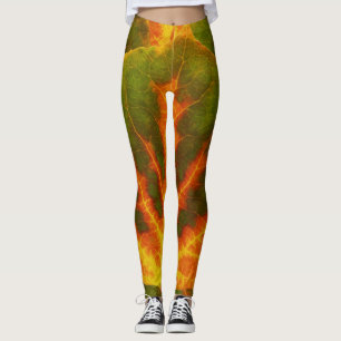 Leggings Feuille orange et jaune verte #1 d'Aspen