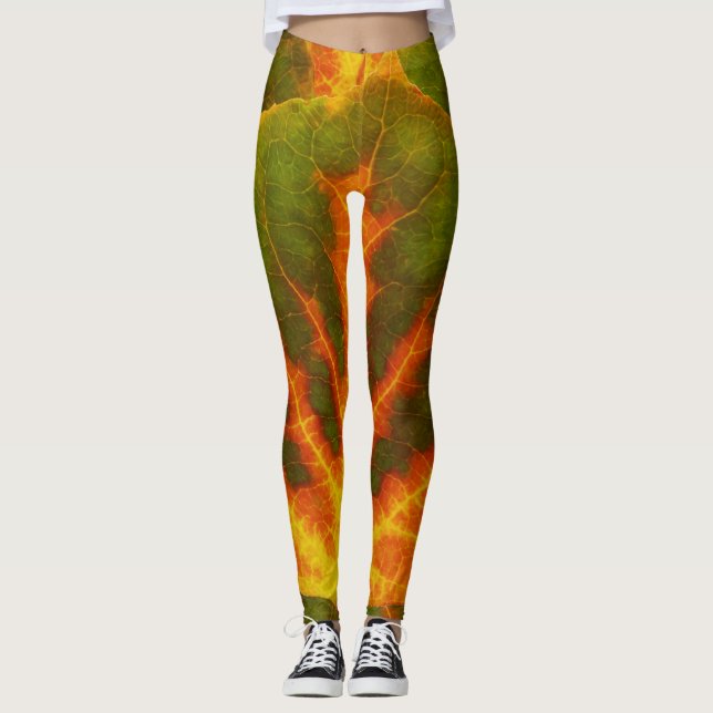Leggings Feuille orange et jaune verte #1 d'Aspen (Devant)