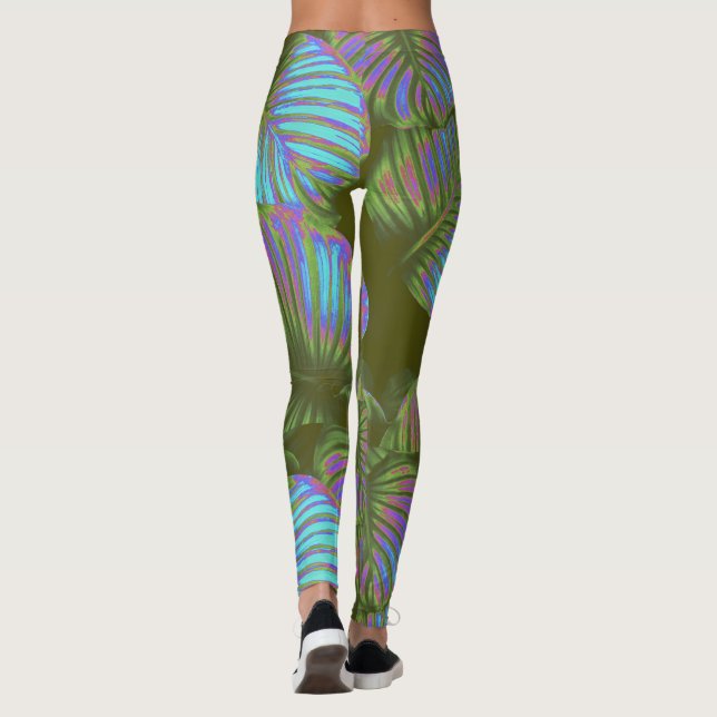 Leggings Feuille tropicaux arc-en-ciel (Dos)