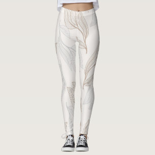 Leggings Feuilles Belle Fond d'écran Motif de papier peint 