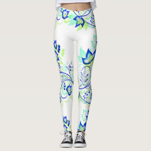 Leggings Feuilles bleu PopArt
