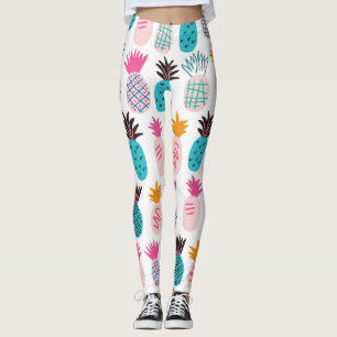 Leggings Feuilles colorés d'ananas, doodle tropical.