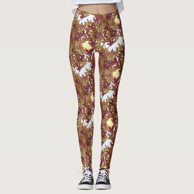 Leggings Feuilles d'automne avec pattes de soleil (Devant)