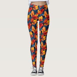 Leggings Feuilles d'automne d'Orange et Russet